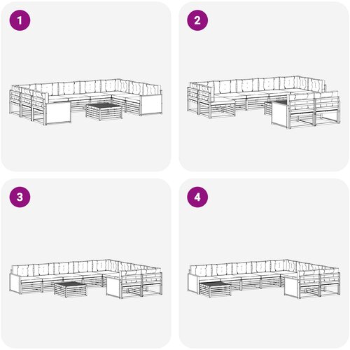  Set vanjskih sofa 10 kom. Prirodna i bež Čvrsto drvo akacije Slike