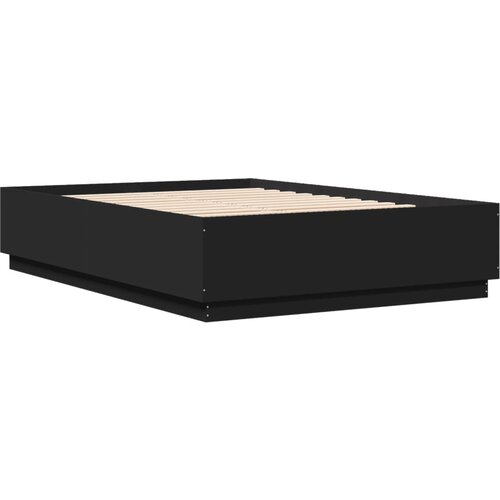 Maison Chic Posteljni okvir - Dvoposteljna postelja - Zakonska postelja z LED lučkami črn 150x200 cm inženirski les, (21697222) Cene