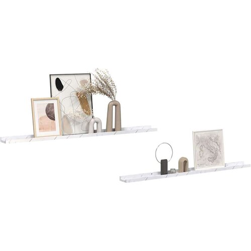  Polica na zidu s policom 2 pcs Bijeli mramor 115 x 9 x 3 cm Slike