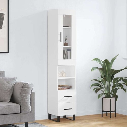  Visoka komoda bijeli 34 5x34x180 cm od konstruiranog drva Slike