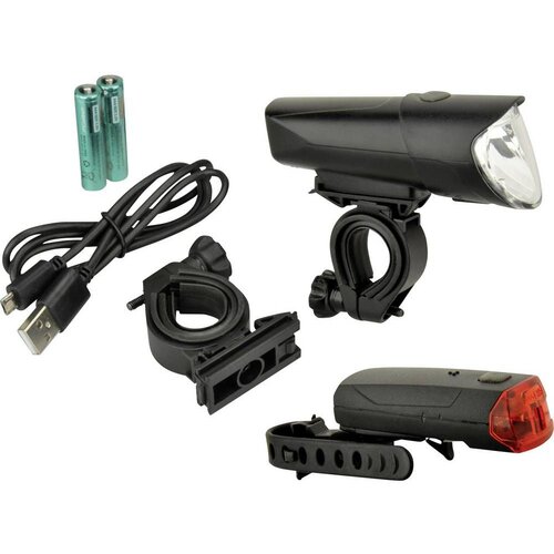 Fischer fahrrad komplet svjetla za bicikl 85346 led pogon na punjivu bateriju , baterijski pogon crna Slike