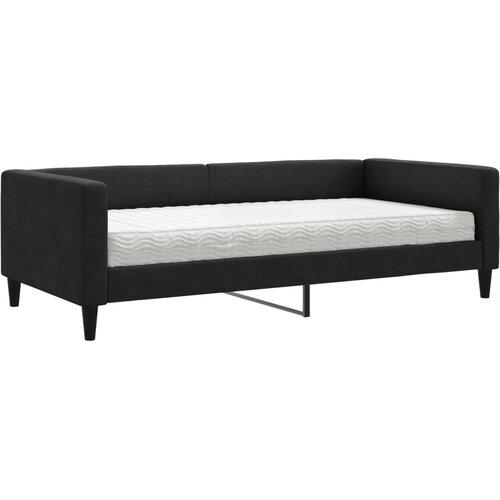 Dnevni krevet s madracem crni 100 x 200 cm od tkanine Slike