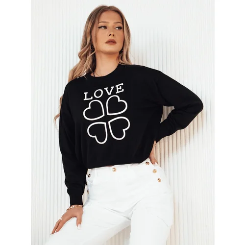 DStreet Sweter damski z nadrukiem CLOVER czarny