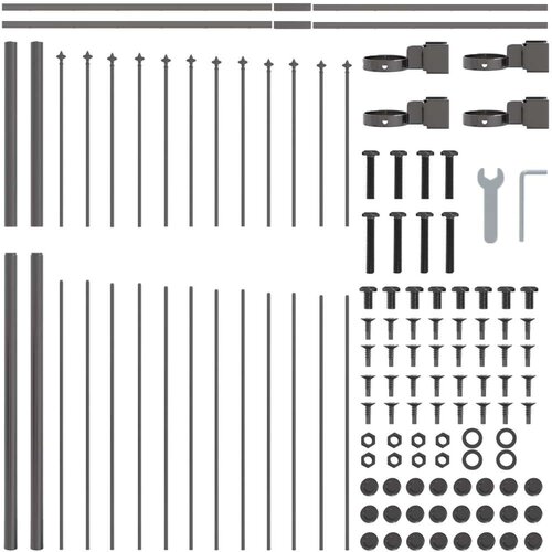 VidaXL panel ograde s &amp;scaron;iljcima Set od 6 Siva Čelik obložen prahom Slike