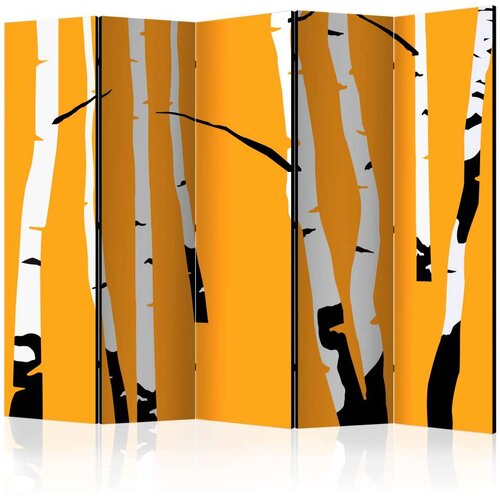  Paravan u 5 dijelova - Birches on the orange background II [Room Dividers] 225x172 Slike