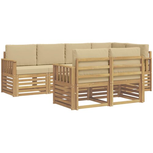  Set vanjskih sofa 7 pcs Bijela i bež 247 x 128,5 x 73 cm Slike