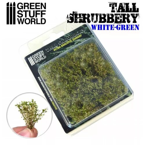 Green Stuff World tall shrubbery - white/green Cene