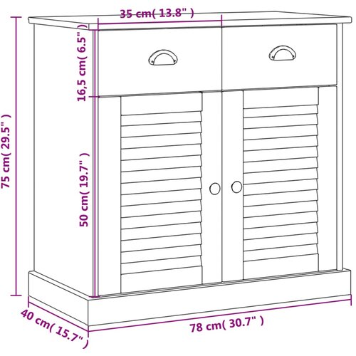  Komoda s ladicama VIGO 78x40x75 cm bijela od masivne borovine Slike