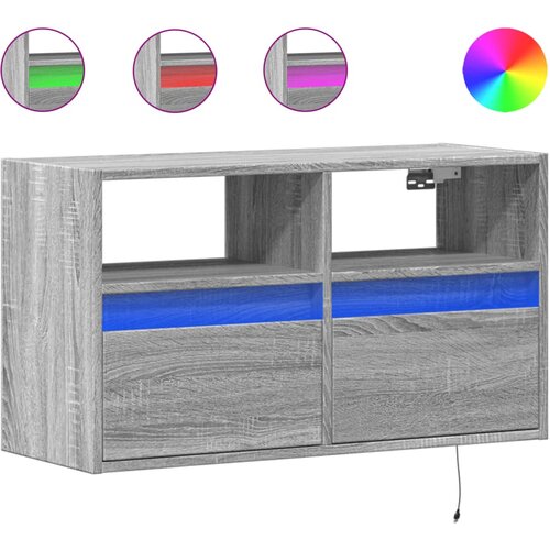 Maison Chic Stenska TV omarica - TV stojalo - Televizijska omarica z LED lučkami siva sonoma 80x31x45 cm, (21700959) Slike