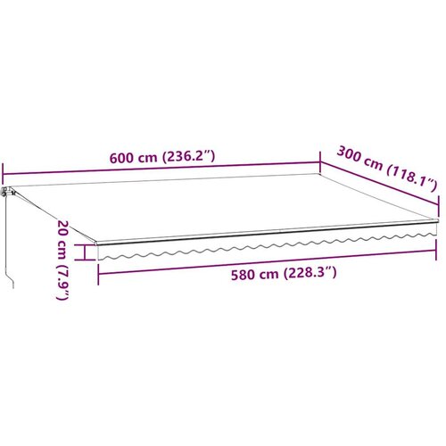 VidaXL Tenda na ručno uvlačenje s LED antracit i bijela 600x300 cm Slike