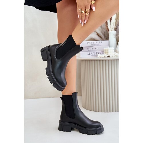 Big Star Insulated Chelsea slip-on ankle boots made of eco leather black Cene