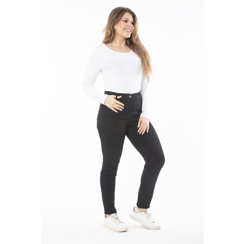 Şans Women's Plus Size Black Lycra 5 Pocket Skinny Jeans Slike