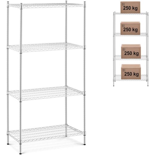 Royal Catering Kromiran delavniški regal, 4 žične police, do 1 t 1000 kg, 90x45x180 cm, (22131496) Cene