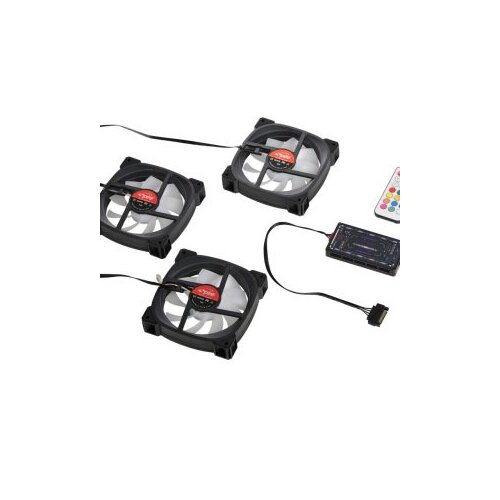 Spire set 3x argb fansfan hub, remote control, 12cm12V, 6p five wire, 6pin connection Slike