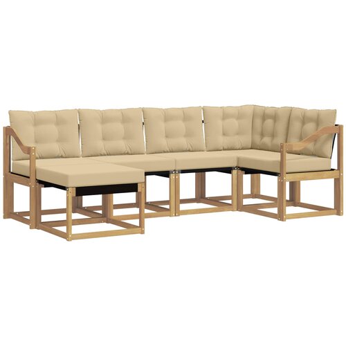 vidaXL Zunanja garnitura za sedenje z blazino 6 pcs Bela in bež, (5000281876) Cene