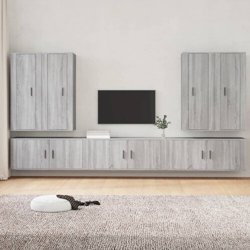  7-dijelni set TV ormarića sivog sonome konstruirano drvo Slike