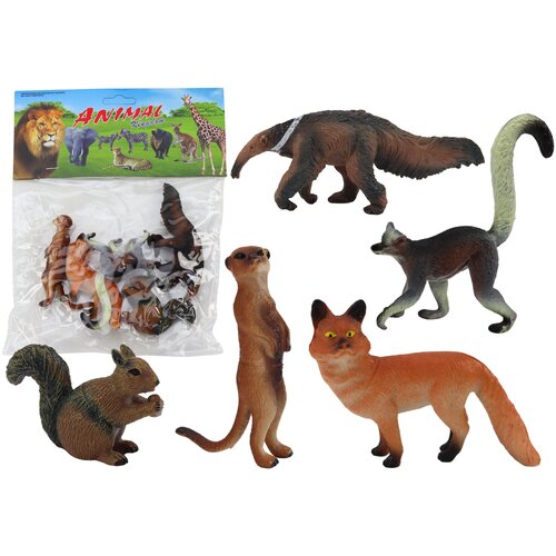  Set figura životinja Vjeverica, Merkat, Mravojed, Lisica, Lemur, 5 dijelova. Slike