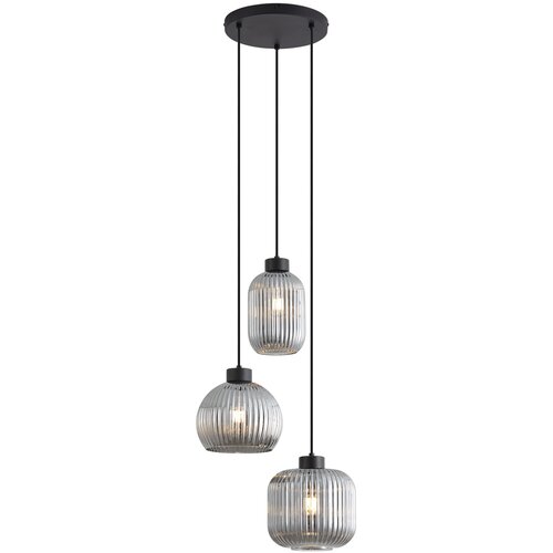 QAZQA Smart hanglamp zwart met smoke glas 3-lichts incl. Wifi A60 - Ana Cene