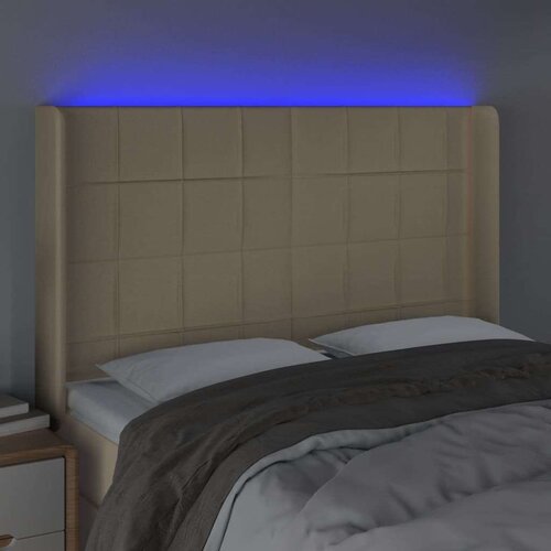  Uzglavlje krem 147 x 16 x 118/128 cm od tkanine Slike