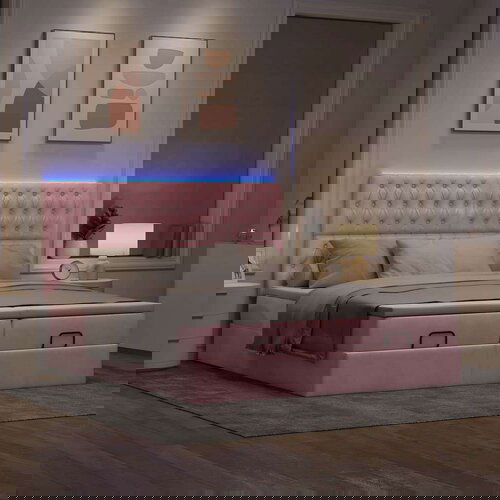  Otomanski posteljni okvir z vzmetnicami roza 160x200cm žamet, (21653279) Cene