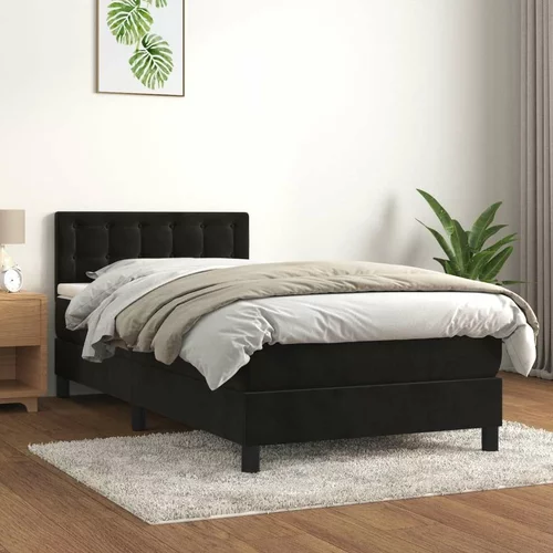 Box spring postelja z vzmetnico črna 100x200 cm žamet, (20894272)