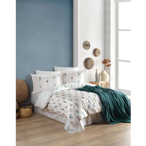  Ofelya - Zeleni i beli set pokrivača od ranforca Cene