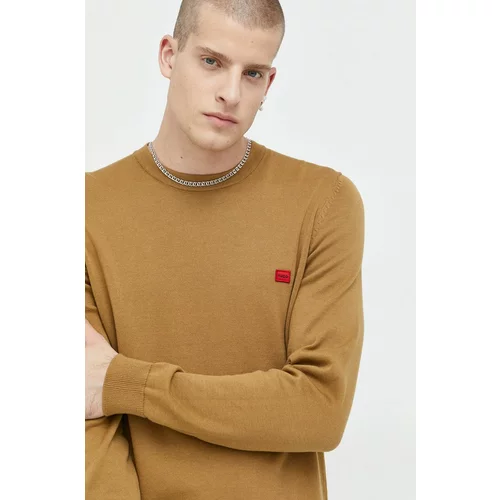 Hugo Pamučni pulover za muškarce, boja: smeđa, lagani