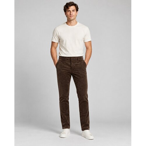 Bomboogie Hlače Chino Slim Weave Stretch Velve Kostanjeva Slike