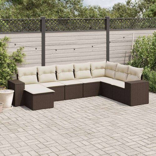 vidaXL 8-dijelni set vrtnih sofa s jastucima smeđi od poliratana Cijene