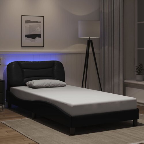Furnova Posteljni okvir z LED lučkami črn 100x200 cm umetno usnje, (21944348) Slike