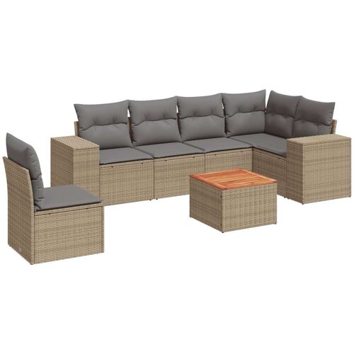 vidaXL 7-dijelni set vrtnih sofa od poliratana s jastucima bež Cijene