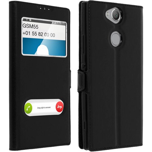 AVIZAR sony xperia XA2 etui z dvojnim oknom, video stojalo, črna, (20526906) Cene