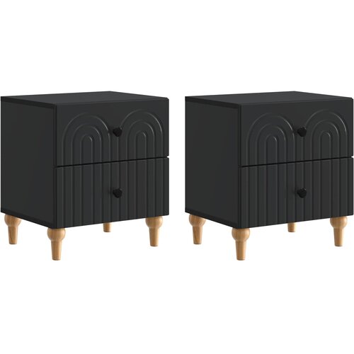  Noćni ormar 2 pcs Crna 43 x 34,5 x 48 cm Konstruirano drvo Cijene
