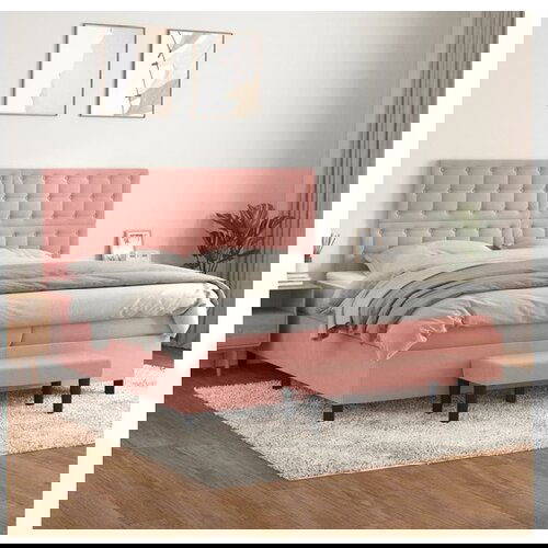 VidaXL Box spring postelja z vzmetnico roza 200x200 cm žamet Slike