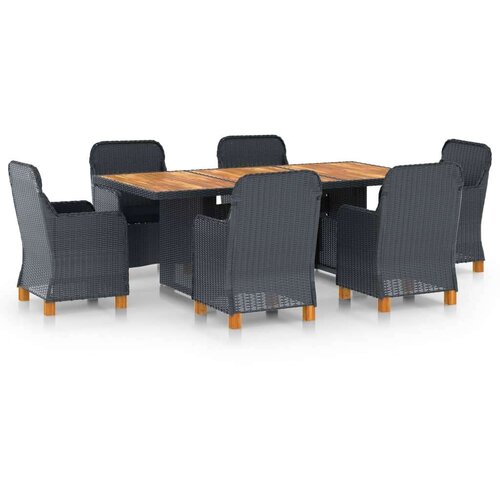 Poli 7-dijelni vrtni blagovaonski set od poliratana tamnosivi Cijene