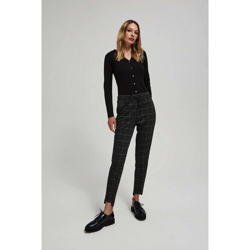 Marisse Black Checkered Trousers Slike