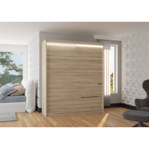 ADRK Klizni ormar SPECTRA s LED rasvjetom, 180 cm - SONOMA-SONOMA HRAST Cene