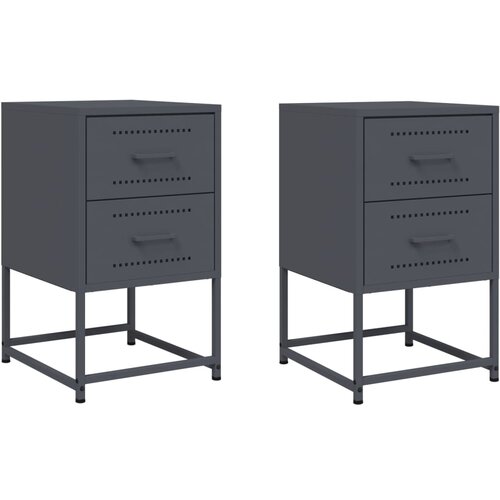 Maison Chic Dvo delni komplet Nočne omarice - Nočne mize antracit 36x39x60,5 cm jeklo, (21687774) Slike