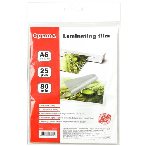Optima žepki A5 za plastificiranje (154 x 216 mm), 80 mic, 25 kosov Cene