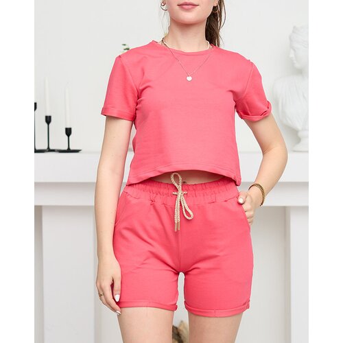 Resti Neon Pink Women's Cotton Sports Sweat Set - Clothing Cene