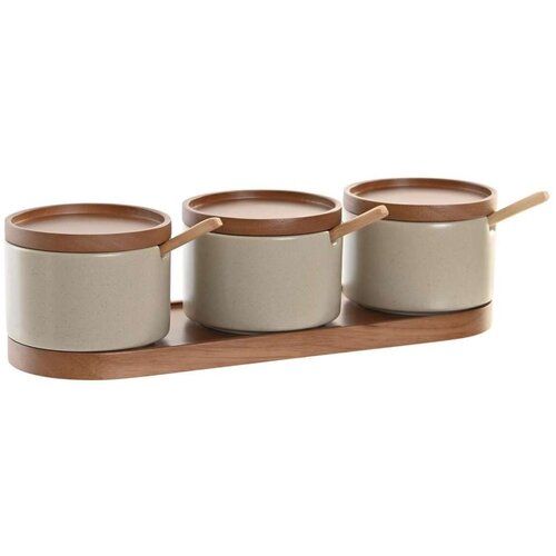 Zdjela za &amp;Scaron;ećer DKD Home Decor 29 x 10 x 7 cm Bež Smeđa Kaučukovac (7 kom.) Slike