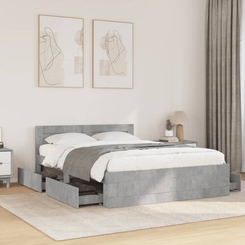 Furnova Posteljni okvir z vzglavjem betonsko siv 140x200 cm inž. les, (21934591) Slike