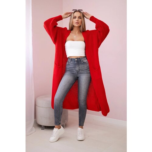 Kesi Long cardigan sweater red Slike