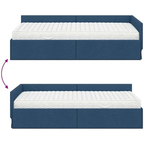  Kutni krevetni okvir s madracem Ostalo 2 pcs Plava tkanina Slike