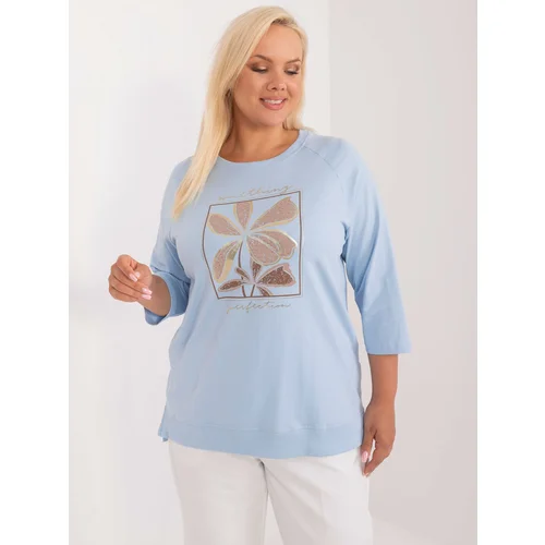 Fashion Hunters Light blue cotton blouse of larger size