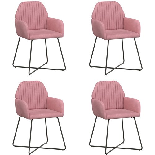 vidaXL Jedilni stoli 4 pcs Žamet Roza 55 x 50 x 84 cm, (5000296908) Cene