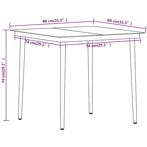  5-dijelni vrtni blagovaonski set crni Crna Dužina stola 80 cm Slike