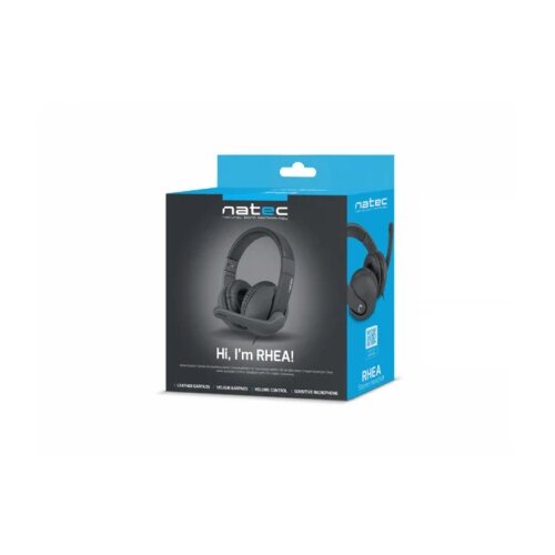 Natec NSL-1452 RHEA, Stereo Headset with Volume Control, 3.5mm Stereo, Black Cene