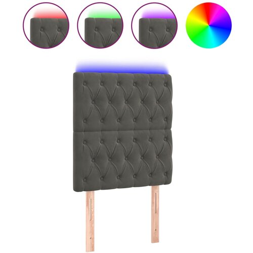 Maison Chic led posteljno vzglavje - vzglavna omarica - nočna omarica temno sivo 80x7x118/128 cm žamet, (21711135) Slike