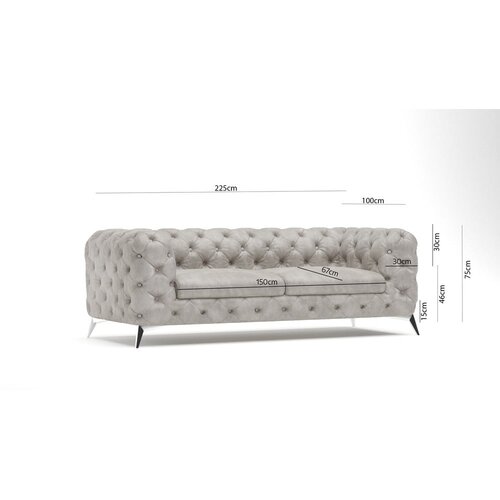 Ropez Svijetlo siva bar&amp;scaron;unasti sofa 225 cm Chelsea &amp;ndash; Slike